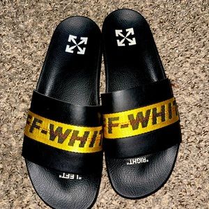 Mens Off white industrial slides
